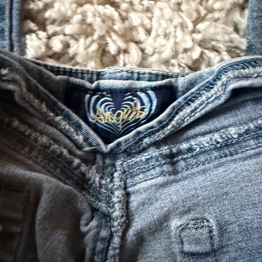 Chic Angels Y2K 2000s deep V vintage Light Blue flare Denim Jeans blue jeans wit - Picture 4 of 8